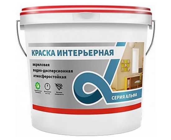 Интерьерная водно-дисперсионная краска KRAFOR супербелая 40 кг 1 Альфа 42763 