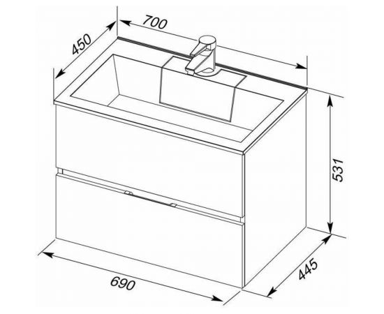Раковина-столешница Aquanet Фортуна 70 00182523 – изображение 2