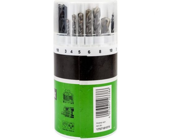 Набор сверл MAXI MIX (18 шт, 3-10 мм) по металлу, камню, дереву D.BOR 175718107D – изображение 3