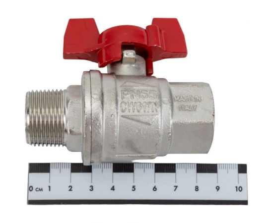 Усиленный шаровой кран RuB BRESСIA (S.33), 3/4"" DN20 PN65, ВР-НР бабочка S33E26 – изображение 2