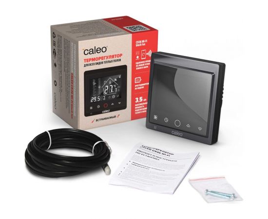 Терморегулятор CALEO с936 wi-fi black lux встраиваемый, цифровой, программируемый, 3,5 квт 0К-00000740 – изображение 2