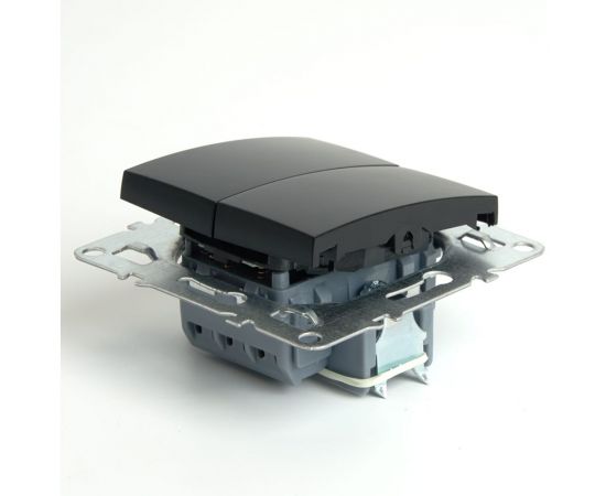 2-клавишный выключатель STEKKER (механизм), серия Эрна, PSW10-9104-03, черны 49149 – изображение 5