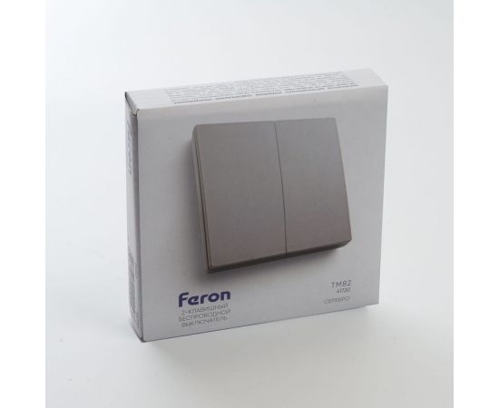 Двухклавишный беспроводной выключатель-кнопка FERON TM82 230V, 500W, серебро 41720 – изображение 3