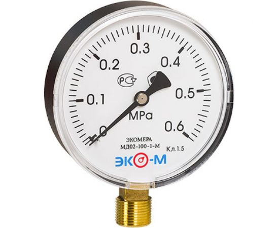 Манометр ЭКО-М Экомера МД02-100 мм 0..0,6МПа М20x1,5 (Эконом) МД02-100-М-0,6МПа-ЭИ 