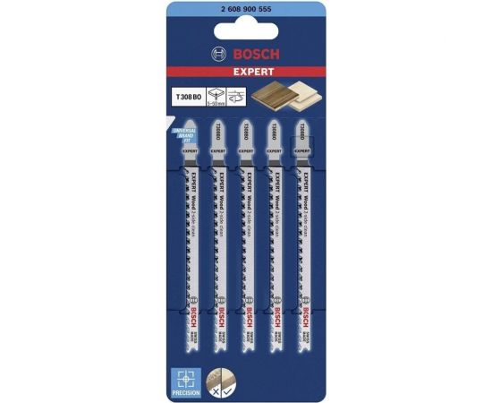 Пилки Expert Т308ВO, HCS, 5 шт для лобзика Bosch 2608900555 