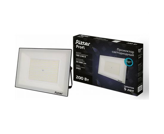 Светодиодный прожектор RITTER серия PROFI 230В 200 Вт 6500К 20000Лм IP65 черный 53412 3 