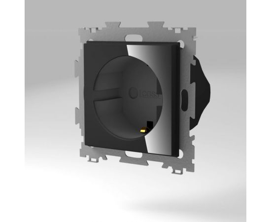 Электрическая розетка с заземлением CGSS 16А черная Эстетика GL-W160A-BCG 