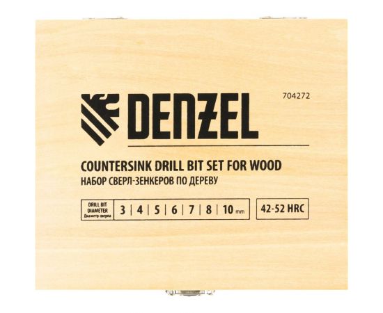 Набор сверл зенкеров по дереву 3-10 мм, 7 шт Denzel 704272 – изображение 4