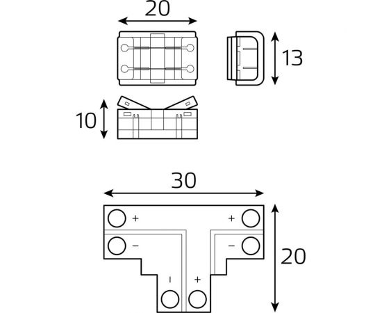 Набор коннекторов Gauss Basic: Т-образный коннектор, 3 клипсы, 8-10 мм, IP20 BT400 – изображение 5