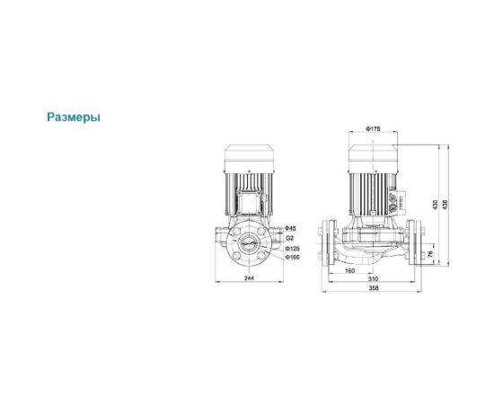 Циркуляционный насос LEO LP 1500, 1.5 кВт, 380В, Qmax. 30 m3h, Hmax 26 m 897 – изображение 3