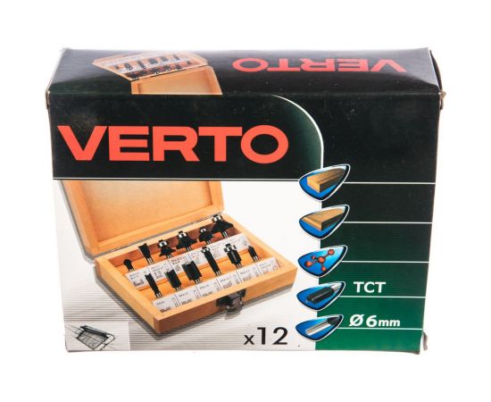 Набор фрез по дереву (12 шт; хвостовик 6 мм) VERTO 60H008 – изображение 2