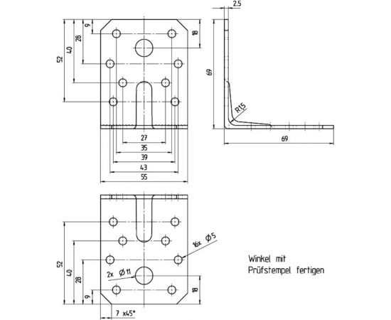 Уголок GAH ALBERTS DURAVIS перфо., усил., 70x70x55x2,5 мм, черный диамант 301866 – изображение 2