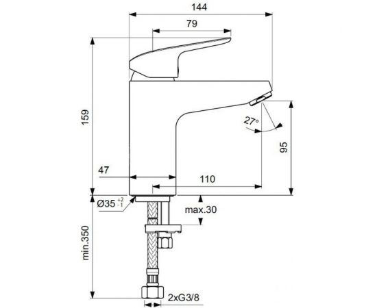 Смеситель для умывальника Ideal Standard CERAFLEX Grande одноручный B1714AA – изображение 2