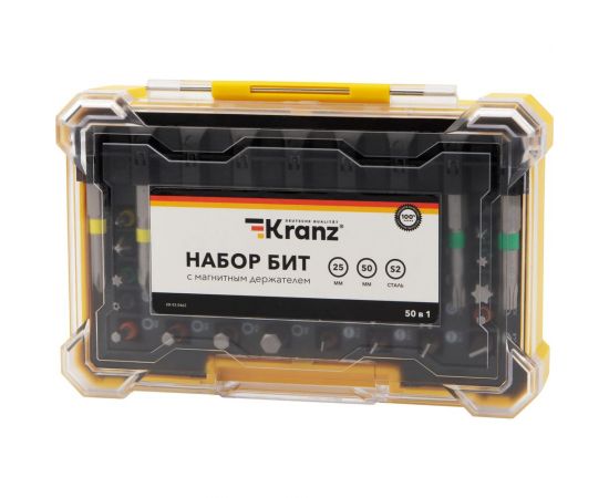 Набор бит 50 шт с магнитным адаптером 25-50 мм сталь S2 KRANZ KR-92-0462 – изображение 8