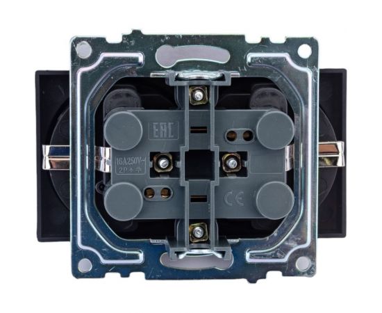 2-местная розетка STEKKER с защитной шторкой механизм с заземлением, 16А, Катрин, GLS16-7114-05, черный 39612 – изображение 3