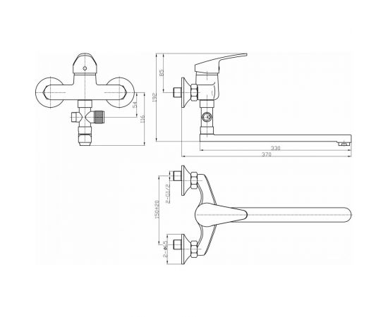 Смеситель для ванны DEVIDA ELSI с поворотным изливом и наружным поворотным дивертором DVL0322-05 – изображение 2