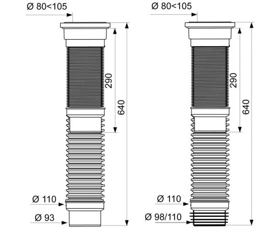 Труба для унитаза Wirquin гофрированная армированная L290-640 мм, D11 70984961 – изображение 4