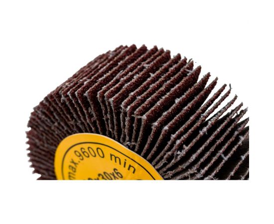 Головка-щётка лепестковая на шпильке (80x30x6 мм; Р80) Orientcraft OCFW80306080 – изображение 2