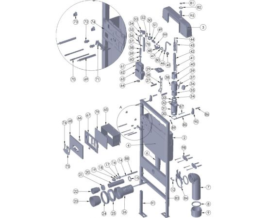 Рамная инсталляция скрытого монтажа для подвесного унитаза D&K универсальная DI8055119 – изображение 3