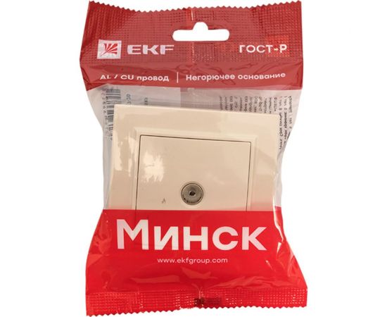 1-местная TV розетка EKF Минск СП бежевый, 75Ом, 5-862МГц ERA00-027-20 