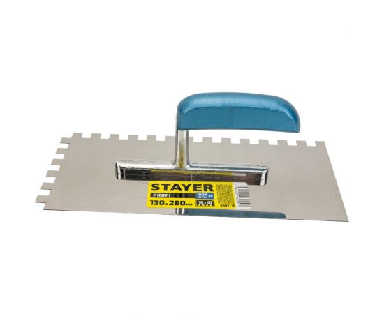 Гладилка Stayer Profi штукатурная, 130x280 мм, 10x10 мм, зубчатая, нержавеющая сталь 0802-10 