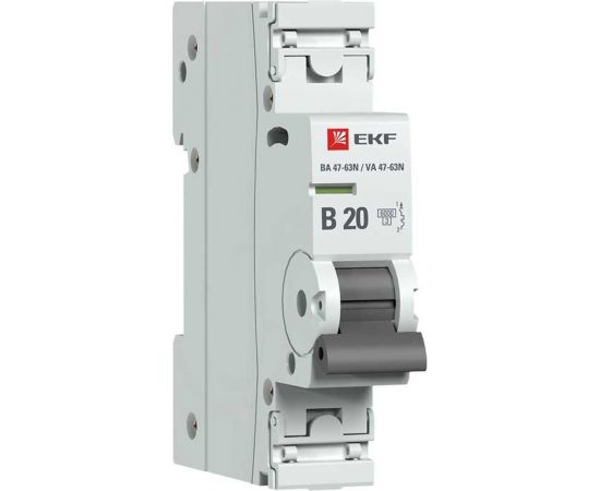 Автоматический выключатель EKF 1P 20А (B) 6кА ВА 47-63N PROxima M636120B 