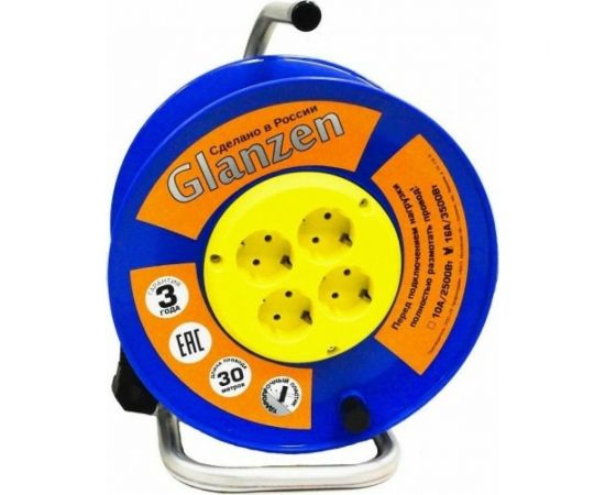 Силовой удлинитель на катушке Glanzen 4 гн. ПВС 3x1,5 арт. EB-30-019 00-00006729 