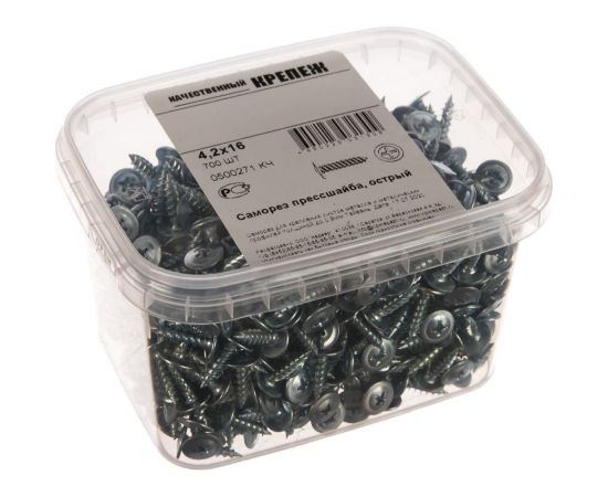 Саморез с прессшайбой Качественный Крепеж 4,2х16 острый 700 шт 0500271 КЧ – изображение 2