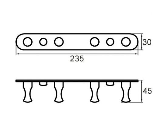 Четверная планка с крючками, сплав металлов Milardo MI 002SM40M41 – изображение 2