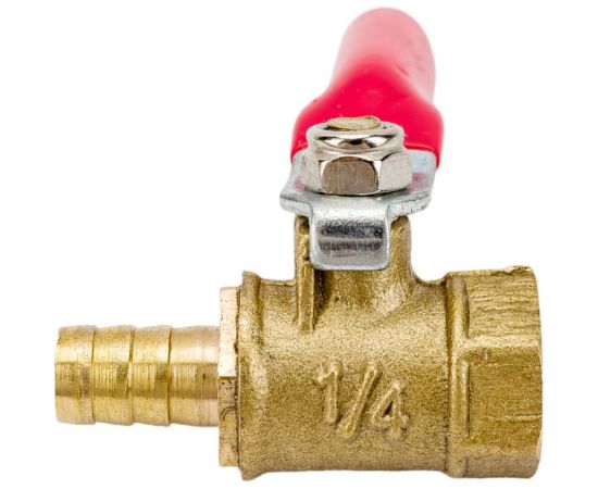 Кран шаровый внутренняя резьба 1/4""M на елочку 8 мм, латунь Pegas pneumatic 4409 – изображение 4