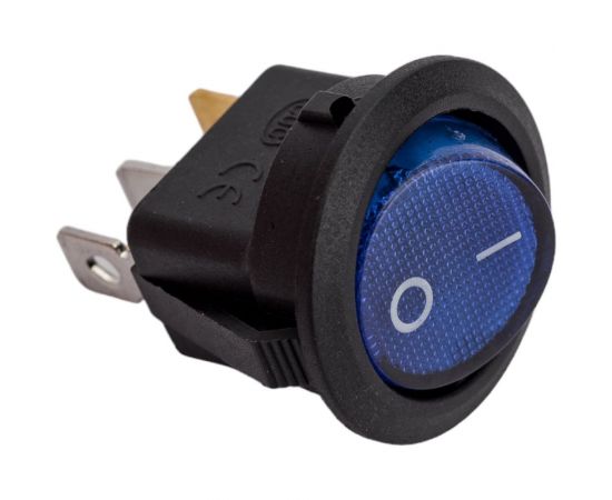 Круглая клавиша Nord-Yada 250V 6А синяя с подсветкой (3контакта) ON-OFF (2шт в упаковке) 905488 – изображение 3