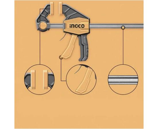 Быстрозажимная струбцина INGCO 63х300 мм HQBC01602 – изображение 2