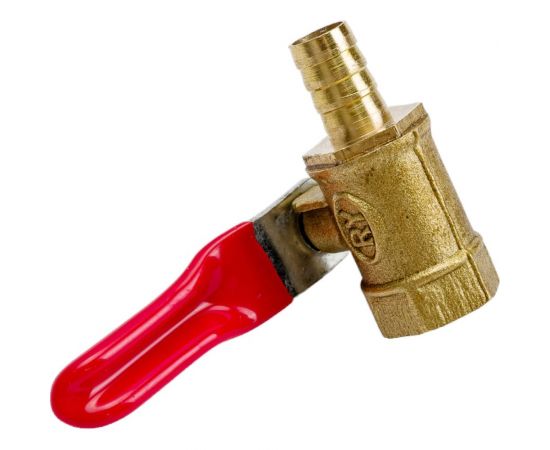 Кран шаровый внутренняя резьба 1/4""M на елочку 8 мм, латунь Pegas pneumatic 4409 – изображение 2