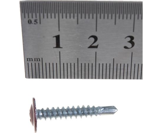 Саморезы с прессшайбой Госкреп со сверл. 4,2х25мм красные RAL3005 20 шт., подвес 1-0017540 – изображение 2