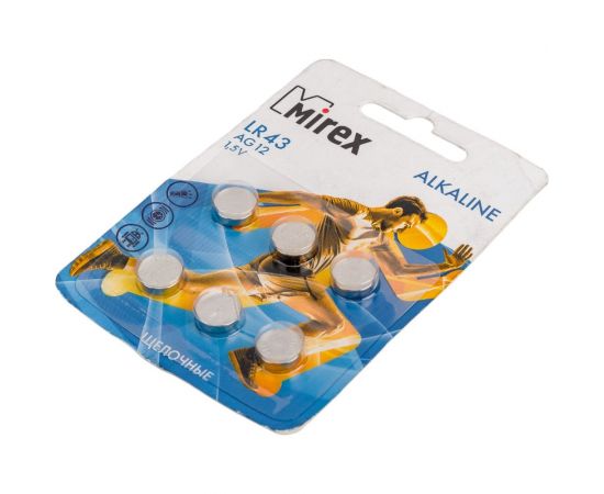 Батарея Mirex, щелочная AG12 / LR43 1,5V 6 шт ecopack 23702-LR43-E6 – изображение 3