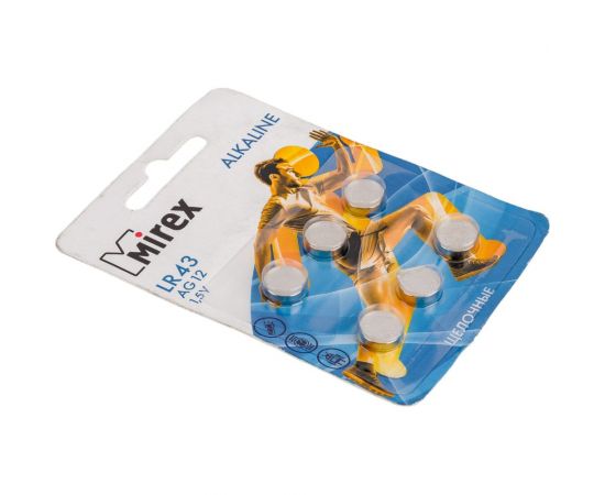 Батарея Mirex, щелочная AG12 / LR43 1,5V 6 шт ecopack 23702-LR43-E6 – изображение 2