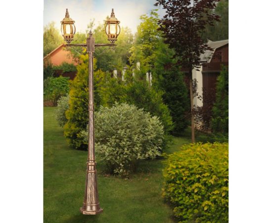 Садово-парковый светильник Feron 8114 столб 2*100W E27 230V, черное золото 11242 – изображение 4