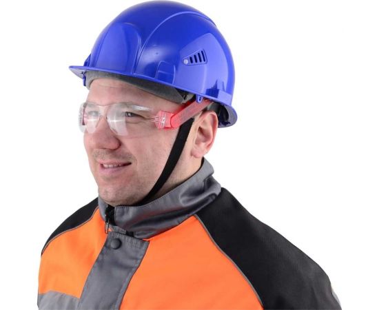 Каска РОСОМЗ СОМЗ-55 ВИЗИОН RAPID синяя, с очками О15 HAMMER ACTIVE plus 78718+11530/1 – изображение 4