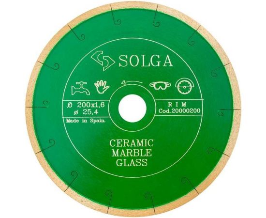 Диск алмазный сплошной (200х25,4 мм) CERAMICS MARBLE Solga Diamant 20000200 