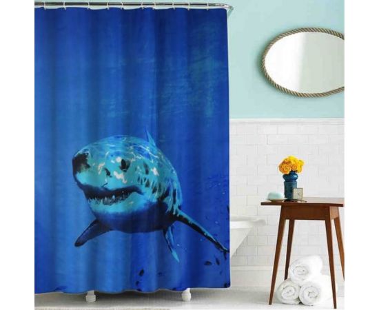 Шторка для ванны MELODIA тканевая MZ-44 Акула 180х200 см 20814 
