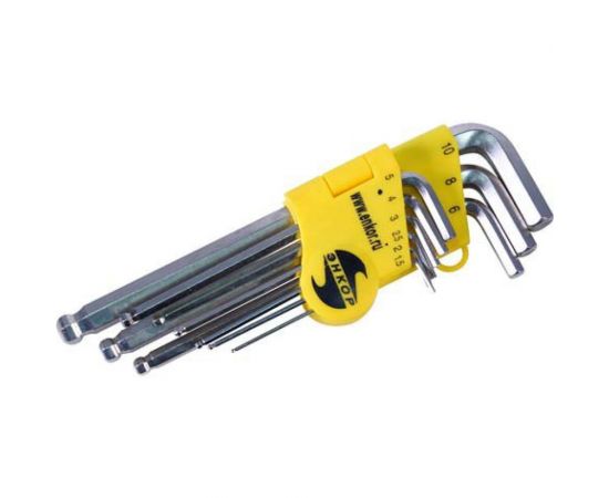 Набор шестигранников с шаром Энкор 9шт блистер, чехол 20895 