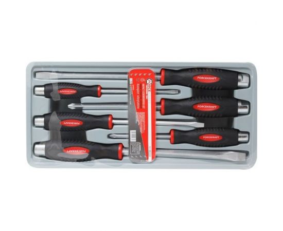 Набор отверток FORCEKRAFT силовые, магнитные, Profi, S2, 6пр. в лотке 28199 FK-2069 