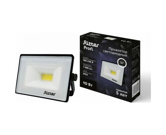 Светодиодный прожектор RITTER серия PROFI 230В 10 Вт 4000К 1000Лм IP65 черный 53414 7 