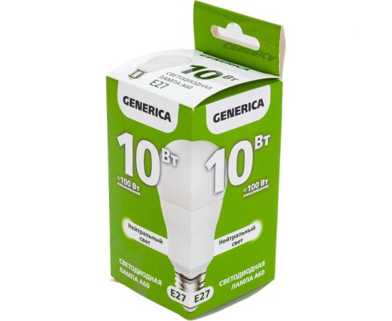 Светодиодная лампа GENERICA A60 груша 10Вт 230В 4000К E27 LL-A60-10-230-40-E27-G – изображение 6