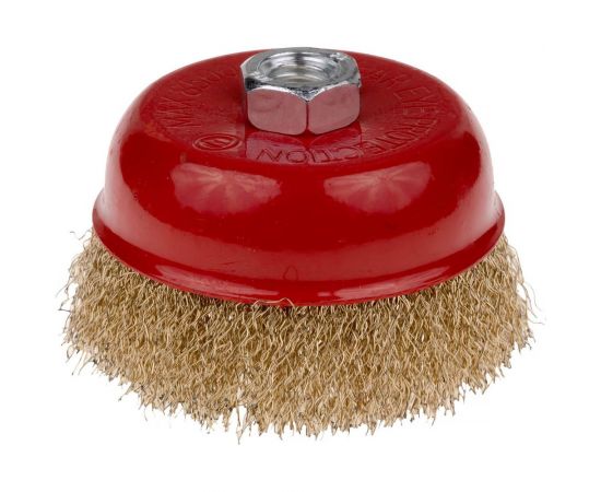 Щетка-чашка по металлу 75 мм, М14, латунная для УШМ SAMGRUPP 16209 – изображение 6