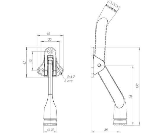 Дверной напольный упор FUARO DS-100 SN (мат.никель) козья ножка 46127 – изображение 3