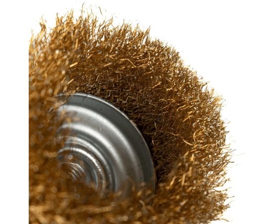 Щетка-чашка по металлу 75 мм, М14, латунная для УШМ SAMGRUPP 16209 – изображение 5