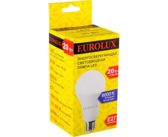 Светодиодная лампа Eurolux LL-E-A70-20W-230-6K-E27 груша, 20Вт, холодный, Е27 76/2/77 – изображение 4