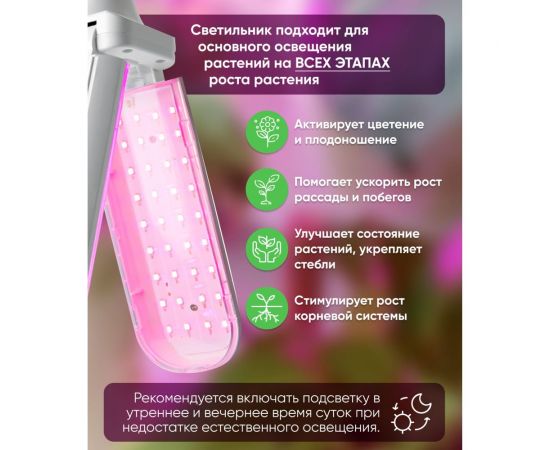 Светодиодная лампа FERON 2-х лепестковая LB-7000 E27 20W красно-синий спектр, 48443 – изображение 14