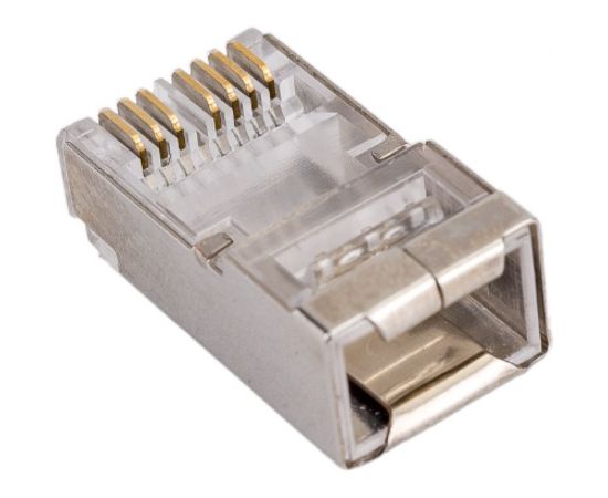 Экранированный коннектор RJ-45 Cabeus быстрой установки под витую пару, категория 6, для многожильного кабеля 100 шт 8P8C-SH-C6-FC – изображение 2